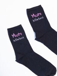 Носки для девочки цвет черный принт Mum длина стопы 20-22 см (размер обуви 32-34) Primark