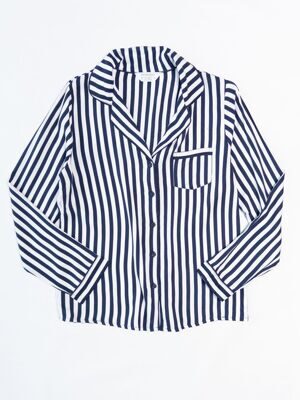 Рубашка домашняя женская из вискозы на пуговицах  цвет белый/синий/полоска размер EUR 38/40 (rus 44-46) Primark