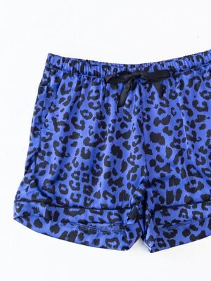 Шорты атласные женские с карманами цвет синий принт леопард размер (rus 44-46) Primark