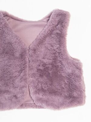 Жилетка меховая на подкладке для девочки на пуговице цвет фиолетовый на рост 98 см 2-3 года Nutmeg