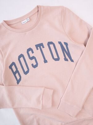 Свитшот для девочки цвет светло-розовый принт BOSTON на рост 158-164 см 13-14 лет name it
