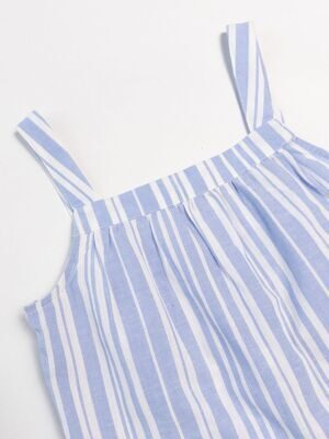 Блуза хлопковая на пуговицах с оборками цвет белый/голубой/полоска рост 158-164 см (rus 38-40) Primark