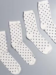 Носки хлопковые для девочки комплект из 2 пар цвет белый/молочный принт горох длина стопы 20-22 см размер обуви 32-34 H&M