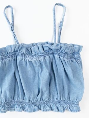 Топ джинсовый для девочки на регулируемых бретелях цвет голубой рост 164 см (rus 40-42) RESERVED