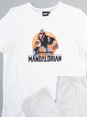 Комплект хлопковый футболка + брюки цвет белый/светло-серый принт STAR WARS на рост 166 см Primark