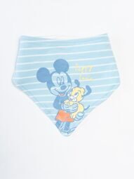 Нагрудник хлопковый на махровой подкладке цвет голубей/белый/полоска принт  Mickey Mouse  на рост 74 см  Primark