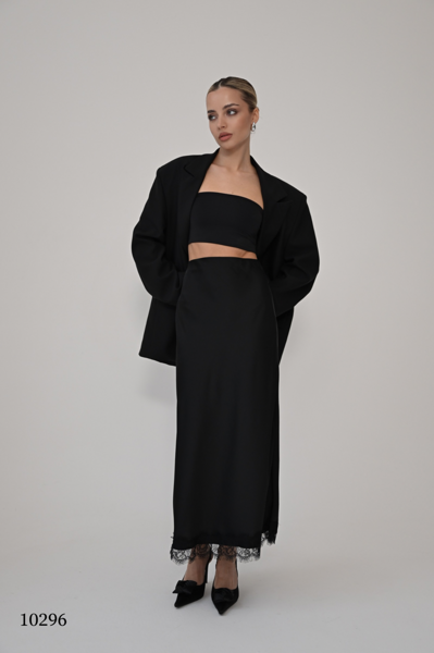 Длинная юбка из струящейся ткани цвет черный (10296)