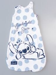 Спальный мешок на хлопковой подкладке  застежка молния/кнопки цвет белый/голубой принт Стич   рост 56-68 см  Primark