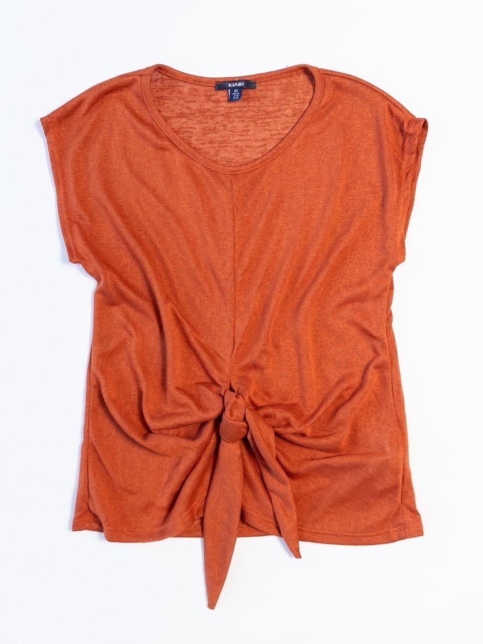 Блуза трикотажная с декоративным узлом цвет терракотовый размер EUR 34 (rus 40) KIABI